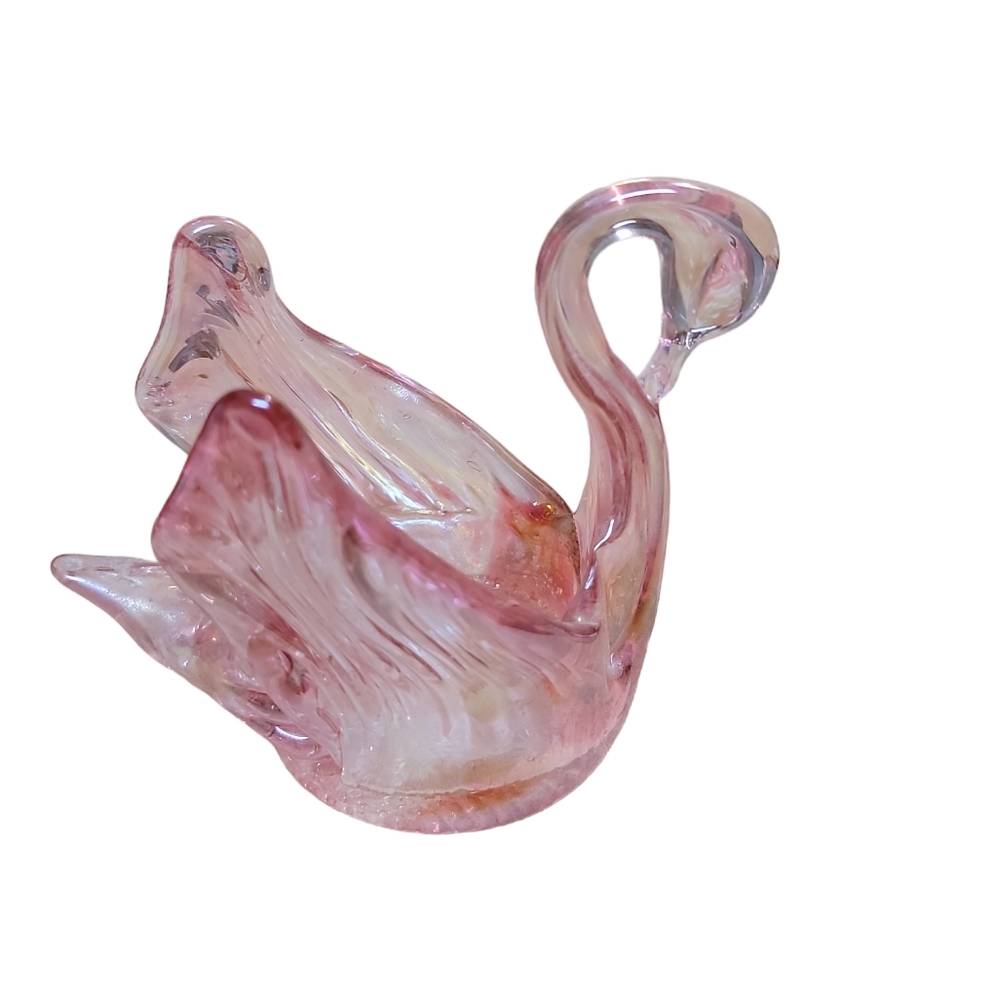 Pink glass swan